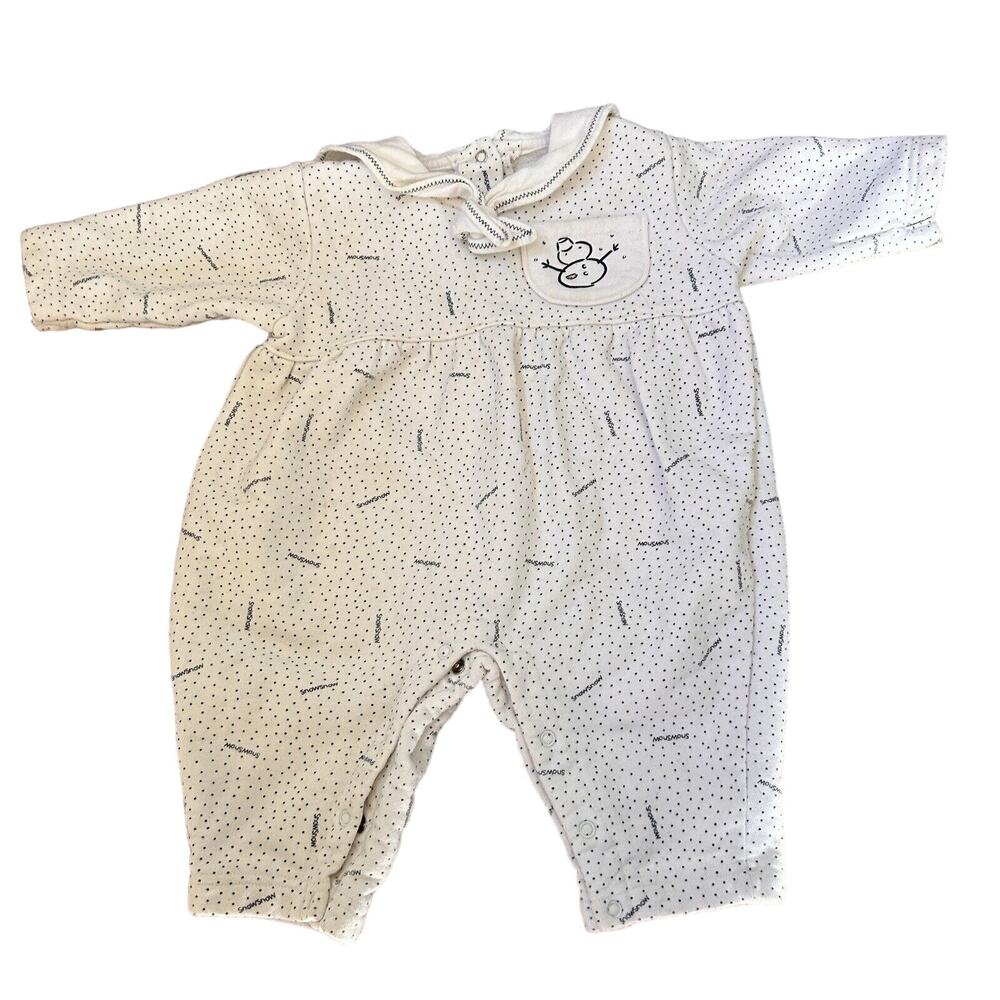 Vintage Agabang Baby Boy 18 Month SnowSnow Collared One Piece Winter Scene